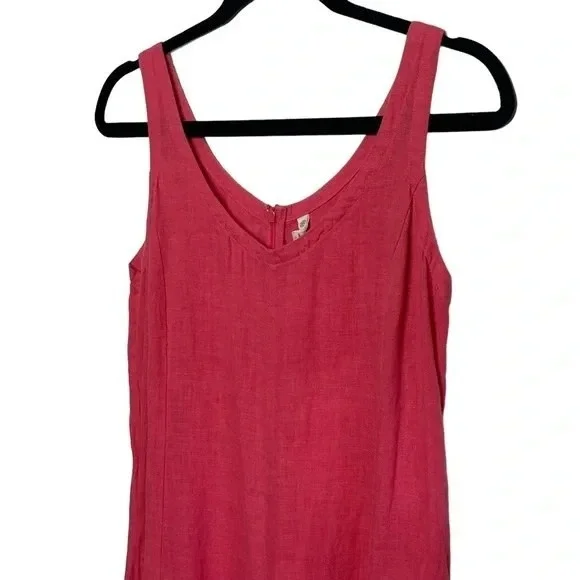 Gaiam Woman's XS Sleeveless Maxi Dress Lagenlook Coral Pink Linen Vacation Dress - Picture 3 of 14